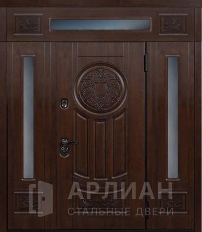 Фото «Элитная термодверь из массива дерева с фрамугой №31»